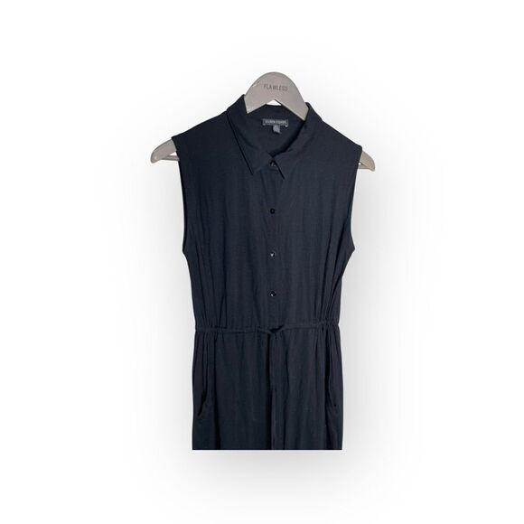 EILEEN FISHER Sleeveless Lightweight Button Front Drawstring Midi Shirt Dress XS - Picture 5 of 9